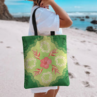 Hawaii Quilt Inspired Collection Aloha Flowers Tote Bag Plumeria - Ti Leaf Lei LT7 - Polynesian Pride