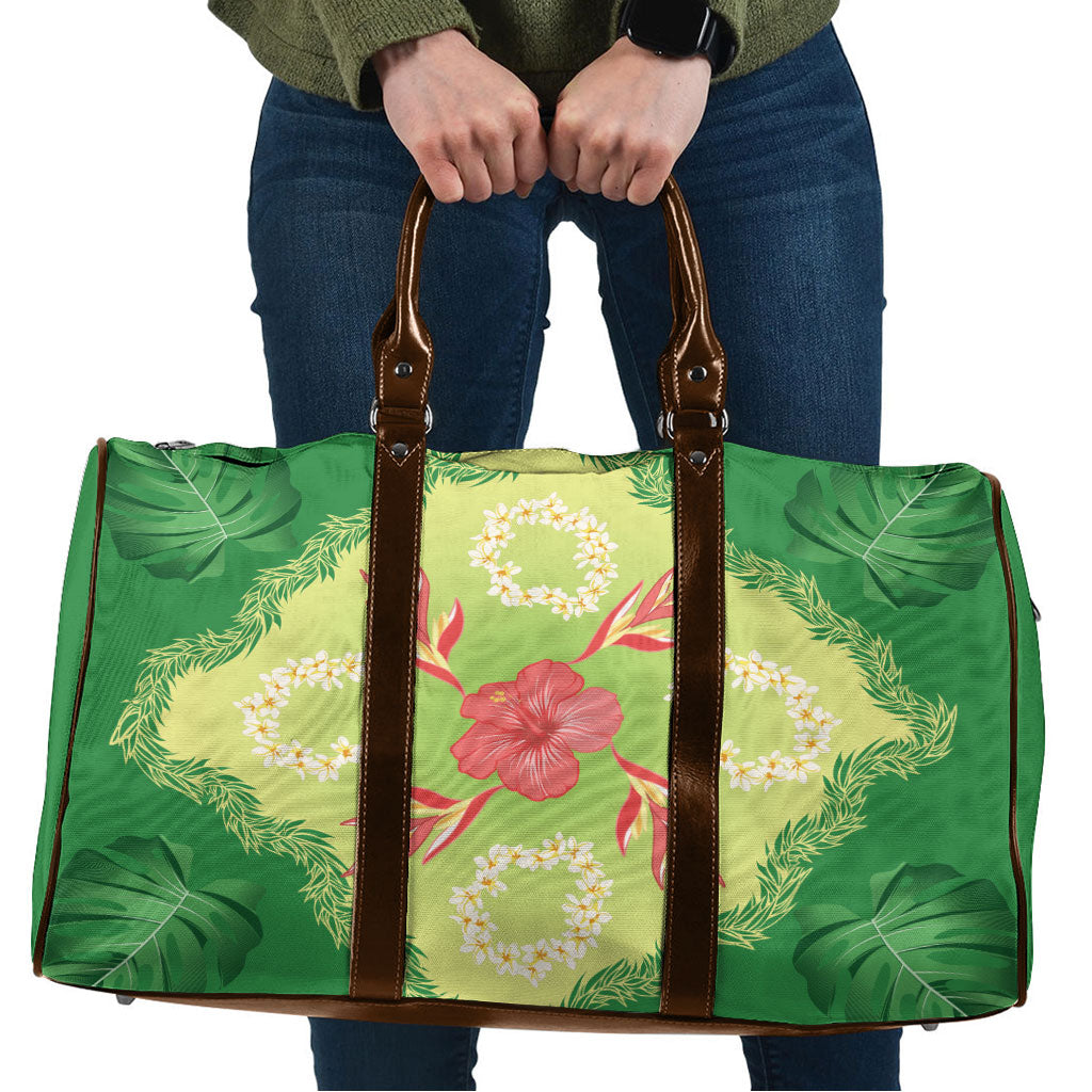 Hawaii Quilt Inspired Collection Aloha Flowers Travel Bag Plumeria - Ti Leaf Lei LT7 Green - Polynesian Pride