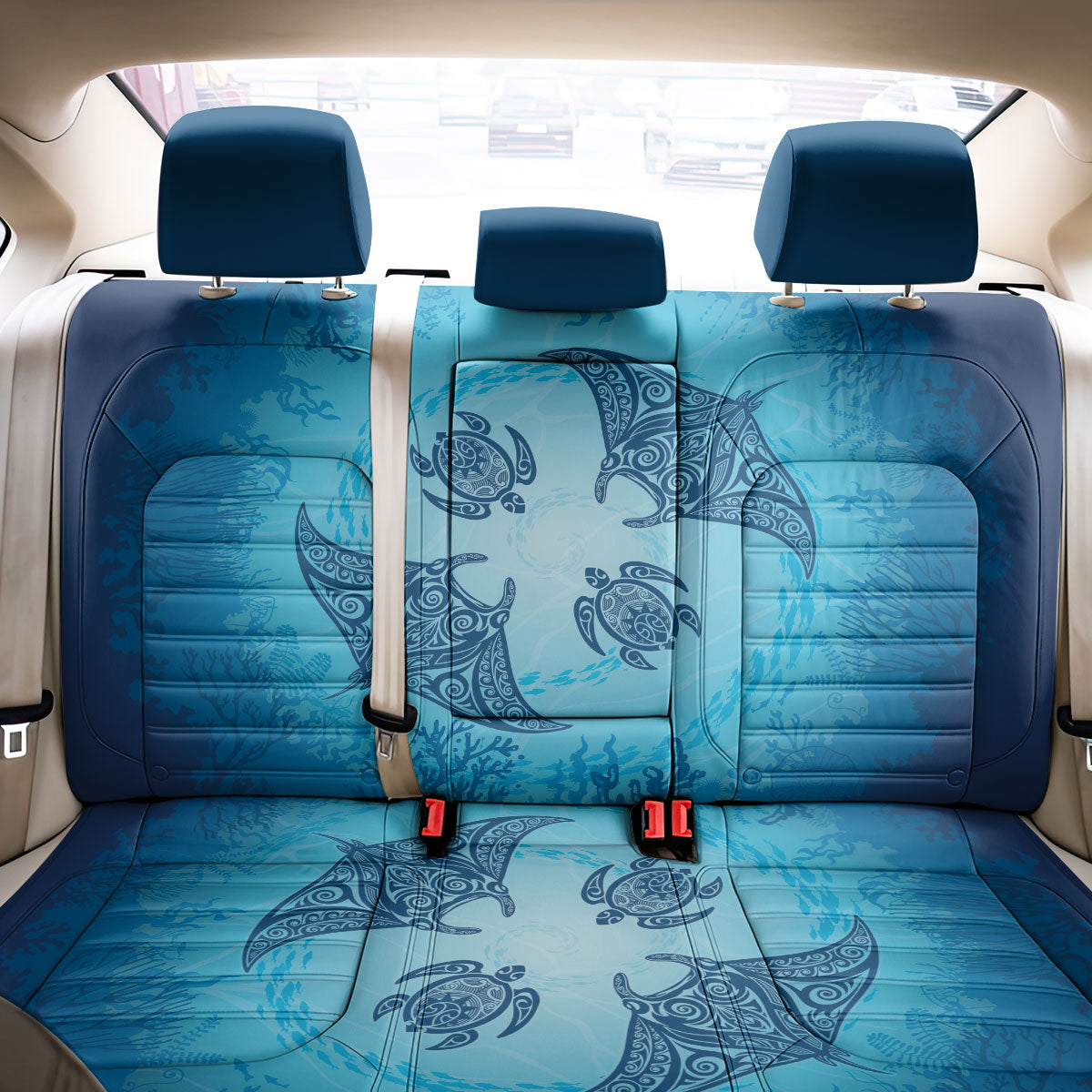 Hawaii Quilt Inspired Collection Aloha Sea Back Car Seat Cover Manta Ray and Turtles LT7 - Polynesian Pride