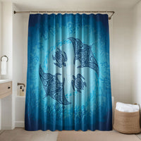 Hawaii Quilt Inspired Collection Aloha Sea Bathroom Set Manta Ray and Turtles LT7 Shower Curtain Only Cerulean - Polynesian Pride