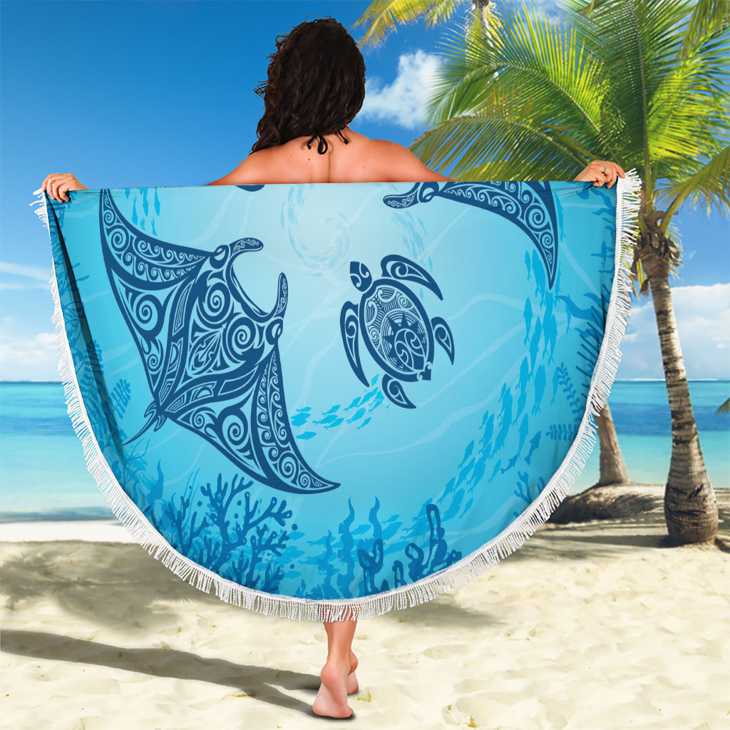 Hawaii Quilt Inspired Collection Aloha Sea Beach Blanket Manta Ray and Turtles LT7 - Polynesian Pride