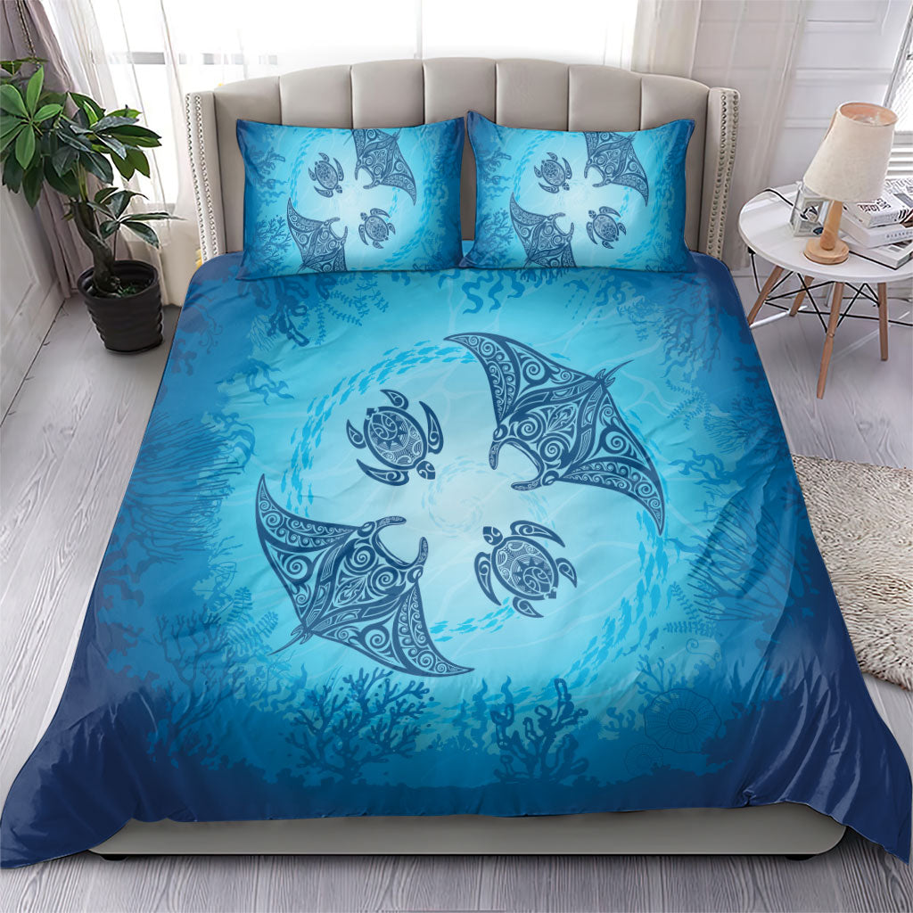 Hawaii Quilt Inspired Collection Aloha Sea Bedding Set Manta Ray and Turtles LT7 - Polynesian Pride