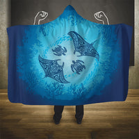 Hawaii Quilt Inspired Collection Aloha Sea Hooded Blanket Manta Ray and Turtles LT7 - Polynesian Pride