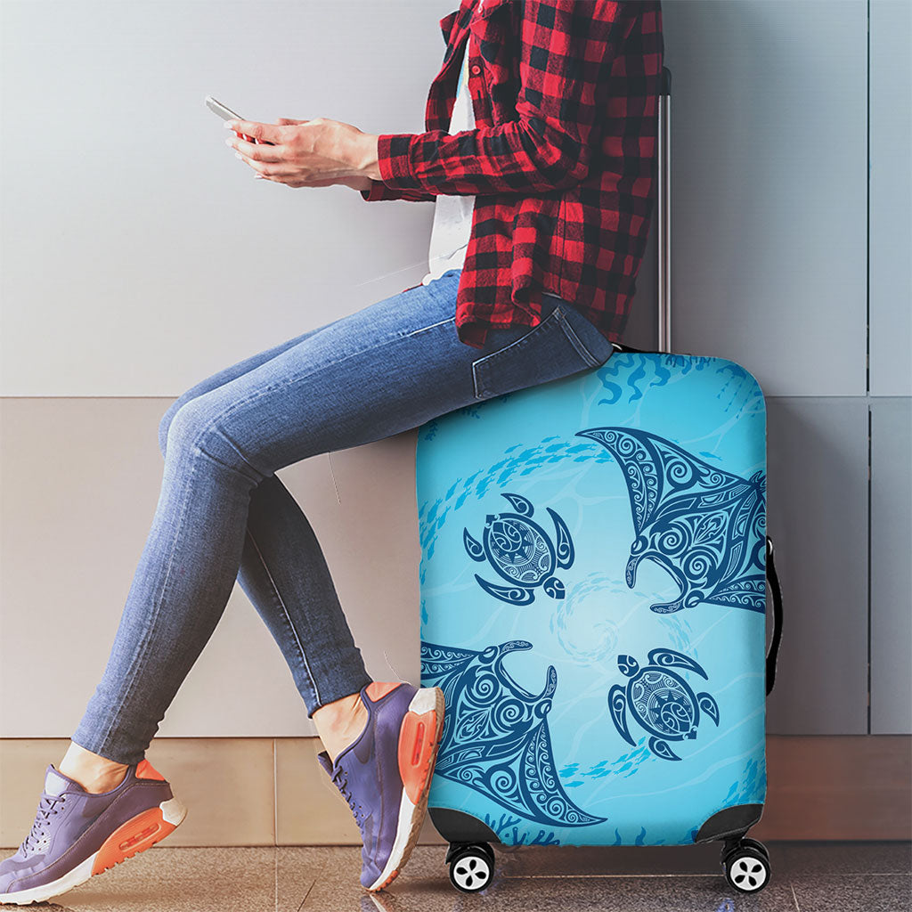 Hawaii Quilt Inspired Collection Aloha Sea Luggage Cover Manta Ray and Turtles LT7 - Polynesian Pride