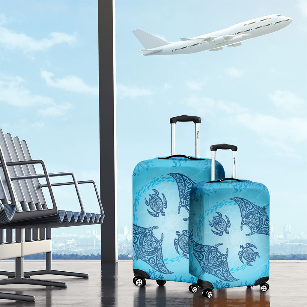 Hawaii Quilt Inspired Collection Aloha Sea Luggage Cover Manta Ray and Turtles LT7 - Polynesian Pride
