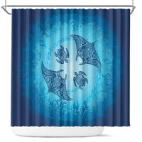 Hawaii Quilt Inspired Collection Aloha Sea Shower Curtain Manta Ray and Turtles LT7 Cerulean - Polynesian Pride