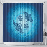 Hawaii Quilt Inspired Collection Aloha Sea Shower Curtain Manta Ray and Turtles LT7 - Polynesian Pride