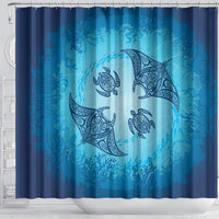 Hawaii Quilt Inspired Collection Aloha Sea Shower Curtain Manta Ray and Turtles LT7 - Polynesian Pride