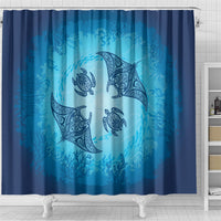 Hawaii Quilt Inspired Collection Aloha Sea Shower Curtain Manta Ray and Turtles LT7 - Polynesian Pride