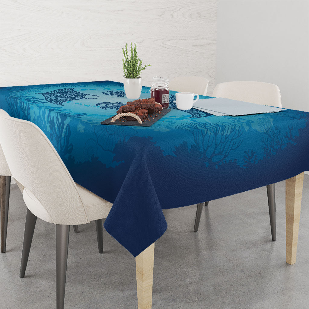 Hawaii Quilt Inspired Collection Aloha Sea Tablecloth Manta Ray and Turtles LT7 - Polynesian Pride