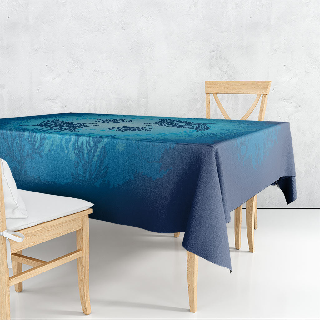 Hawaii Quilt Inspired Collection Aloha Sea Tablecloth Manta Ray and Turtles LT7 - Polynesian Pride