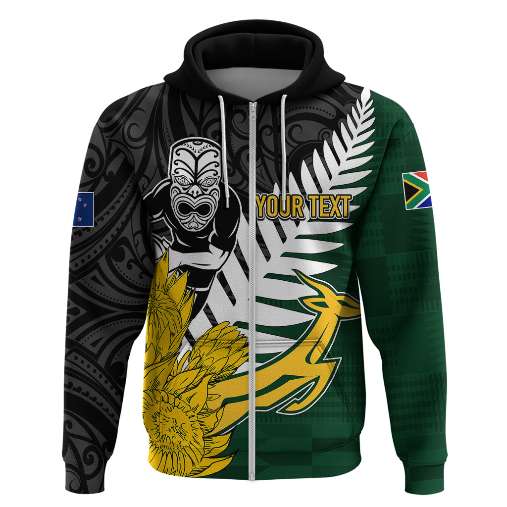 Personalised New Zealand Vs South Africa Rugby Hoodie Rivals - Tribal Style LT7 - Polynesian Pride