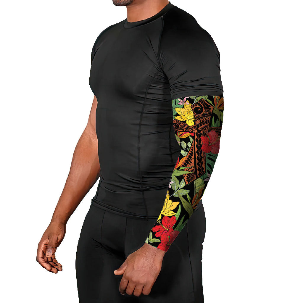 Mahalo Hawaii Ho'oponopono Pule Arm Sleeves Polynesian Pattern Cross LT7 - Polynesian Pride