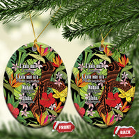 Mahalo Hawaii Ho'oponopono Pule Ceramic Ornament Polynesian Pattern Cross LT7 Oval Black - Polynesian Pride