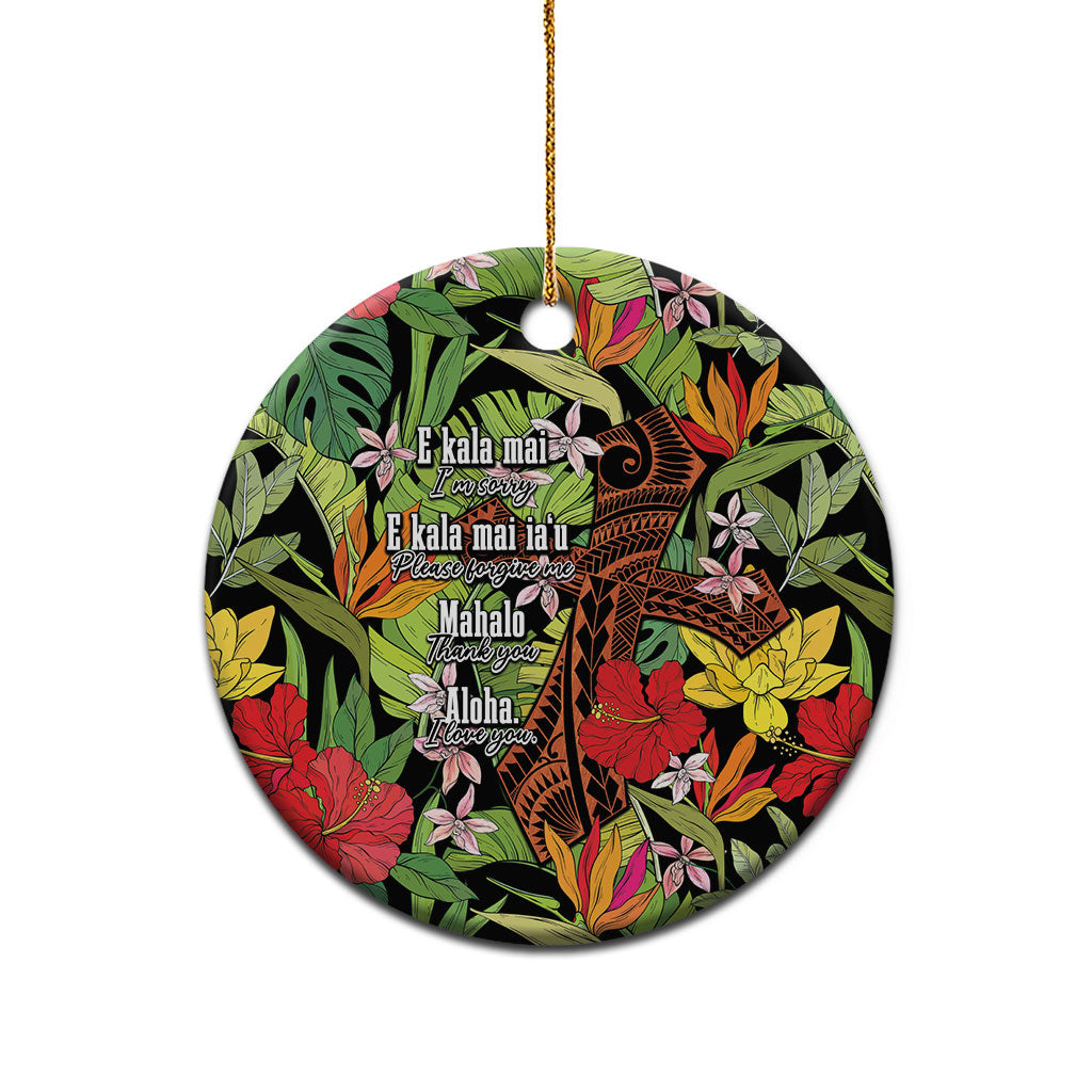 Mahalo Hawaii Ho'oponopono Pule Ceramic Ornament Polynesian Pattern Cross LT7 - Polynesian Pride