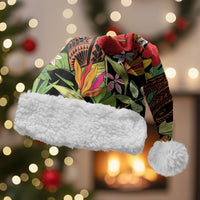 Mahalo Hawaii Ho'oponopono Pule Christmas Santa Hat Polynesian Pattern Cross LT7 With Fur Black - Polynesian Pride