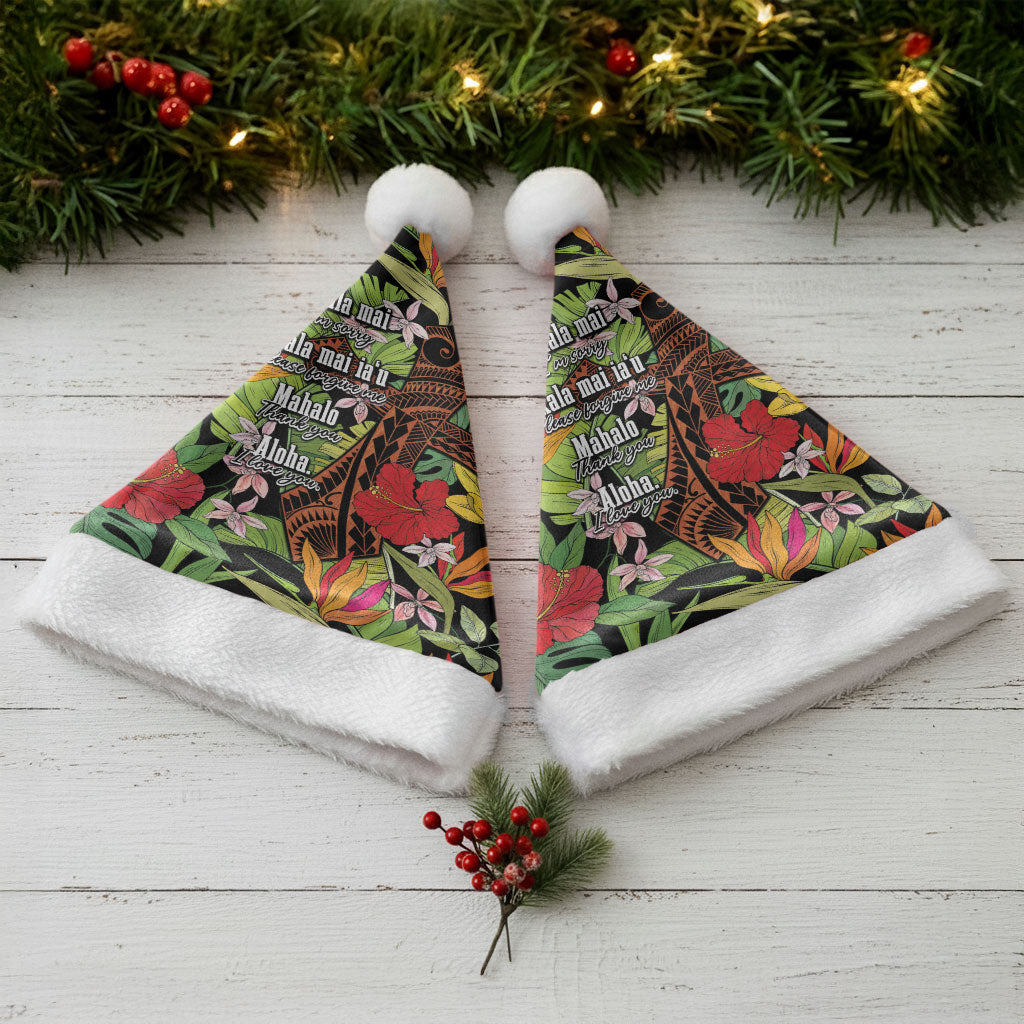 Mahalo Hawaii Ho'oponopono Pule Christmas Santa Hat Polynesian Pattern Cross LT7 - Polynesian Pride