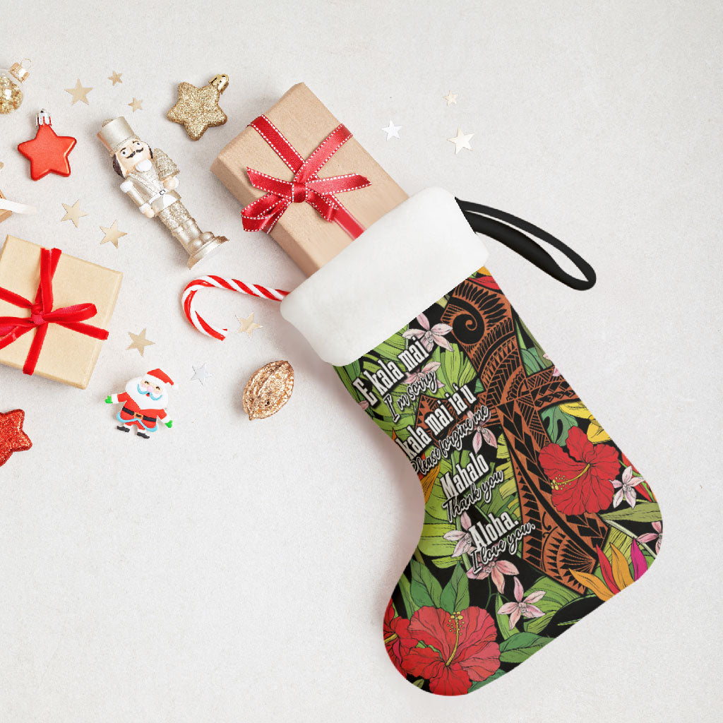 Mahalo Hawaii Ho'oponopono Pule Christmas Stocking Polynesian Pattern Cross LT7 - Polynesian Pride