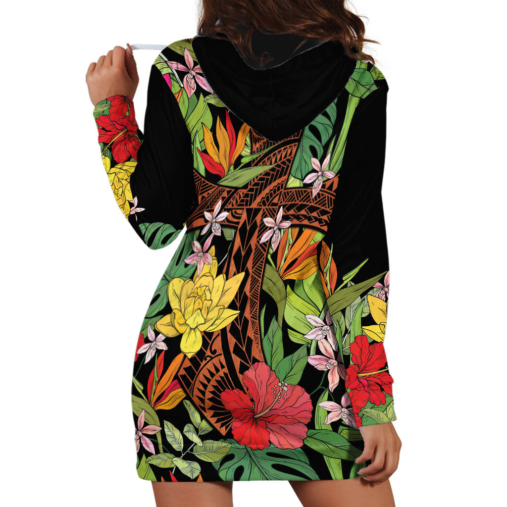Mahalo Hawaii Ho'oponopono Pule Hoodie Dress Polynesian Pattern Cross LT7 - Polynesian Pride