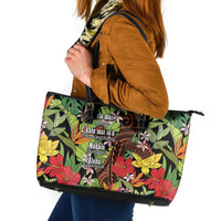 Mahalo Hawaii Ho'oponopono Pule Leather Tote Bag Polynesian Pattern Cross LT7 Black - Polynesian Pride