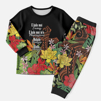 Mahalo Hawaii Ho'oponopono Pule Christmas Pajama Set Polynesian Pattern Cross LT7 Men Black - Polynesian Pride