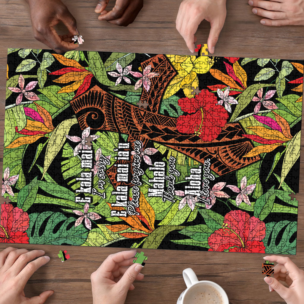 Mahalo Hawaii Ho'oponopono Pule Puzzle Polynesian Pattern Cross LT7 - Polynesian Pride