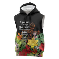 Mahalo Hawaii Ho'oponopono Pule Sleeveless Hoodie Polynesian Pattern Cross LT7 Black - Polynesian Pride