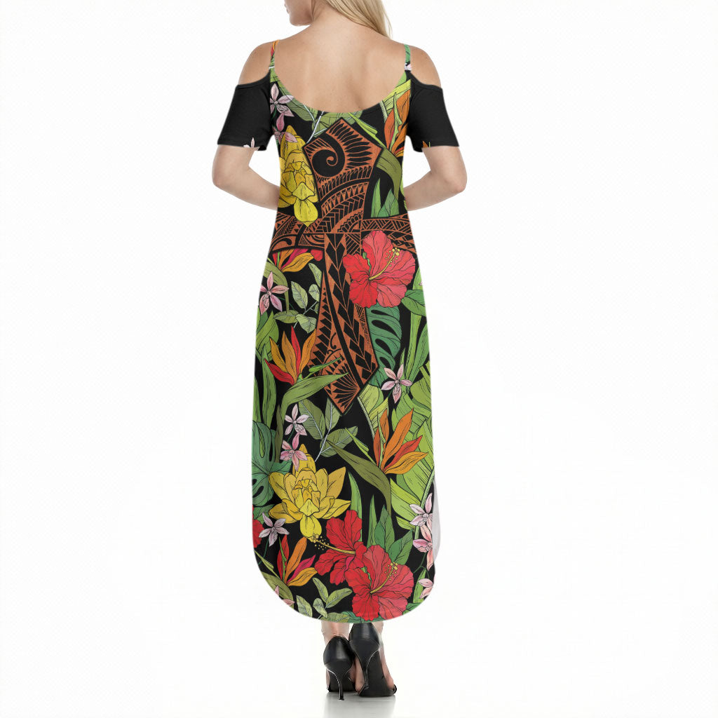 Mahalo Hawaii Ho'oponopono Pule Summer Maxi Dress Polynesian Pattern Cross LT7 - Polynesian Pride