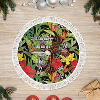Mahalo Hawaii Ho'oponopono Pule Tree Skirt Polynesian Pattern Cross LT7 Fringed Black - Polynesian Pride