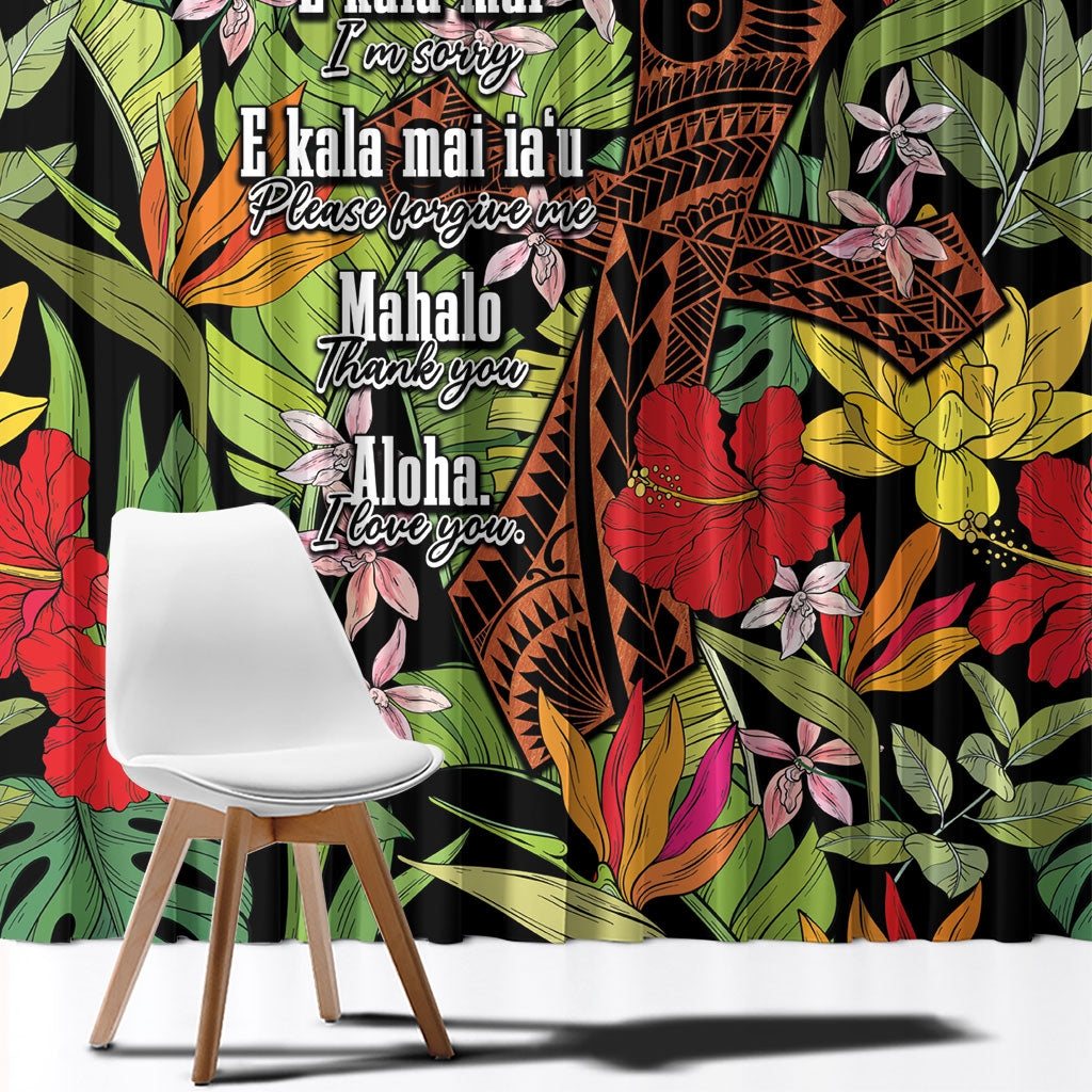 Mahalo Hawaii Ho'oponopono Pule Window Curtain Polynesian Pattern Cross LT7 - Polynesian Pride