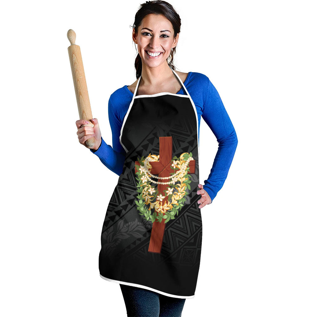 Hawaii Ka Pule a ka Haku Memorial Apron Flower Lei Cross - Black LT7 - Polynesian Pride