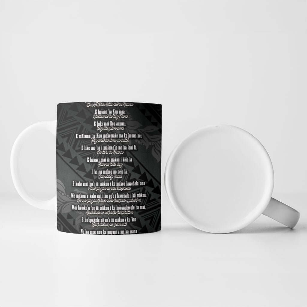 Hawaii Ka Pule a ka Haku Memorial Ceramic Mug Flower Lei Cross - Black LT7 - Polynesian Pride