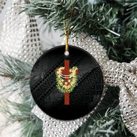 Hawaii Ka Pule a ka Haku Memorial Ceramic Ornament Flower Lei Cross - Black LT7 - Polynesian Pride