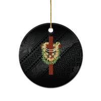 Hawaii Ka Pule a ka Haku Memorial Ceramic Ornament Flower Lei Cross - Black LT7 - Polynesian Pride