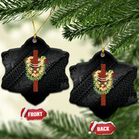 Hawaii Ka Pule a ka Haku Memorial Ceramic Ornament Flower Lei Cross - Black LT7 Snow Flake Black - Polynesian Pride