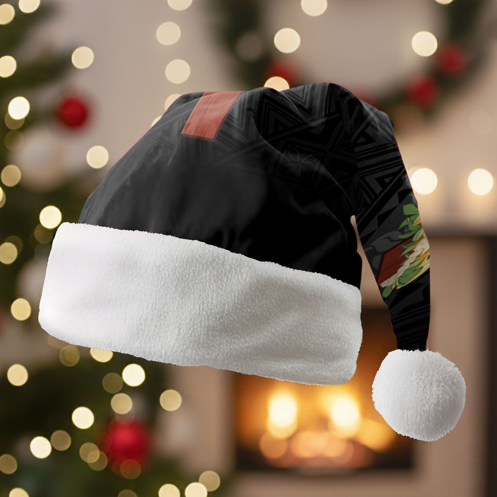Hawaii Ka Pule a ka Haku Memorial Christmas Santa Hat Flower Lei Cross - Black LT7 Without Fur Black - Polynesian Pride