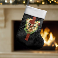Hawaii Ka Pule a ka Haku Memorial Christmas Stocking Flower Lei Cross - Black LT7 Set of 2 Black - Polynesian Pride