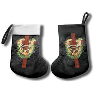 Hawaii Ka Pule a ka Haku Memorial Christmas Stocking Flower Lei Cross - Black LT7 - Polynesian Pride
