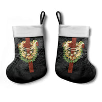 Hawaii Ka Pule a ka Haku Memorial Christmas Stocking Flower Lei Cross - Black LT7 - Polynesian Pride