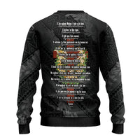 Hawaii Ka Pule a ka Haku Memorial Ugly Christmas Sweater Flower Lei Cross - Black LT7 - Polynesian Pride