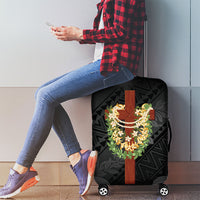 Hawaii Ka Pule a ka Haku Memorial Luggage Cover Flower Lei Cross - Black LT7 - Polynesian Pride
