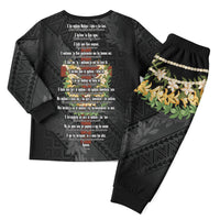 Hawaii Ka Pule a ka Haku Memorial Christmas Pajama Set Flower Lei Cross - Black LT7 - Polynesian Pride