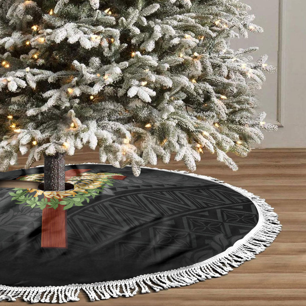 Hawaii Ka Pule a ka Haku Memorial Tree Skirt Flower Lei Cross - Black LT7 - Polynesian Pride