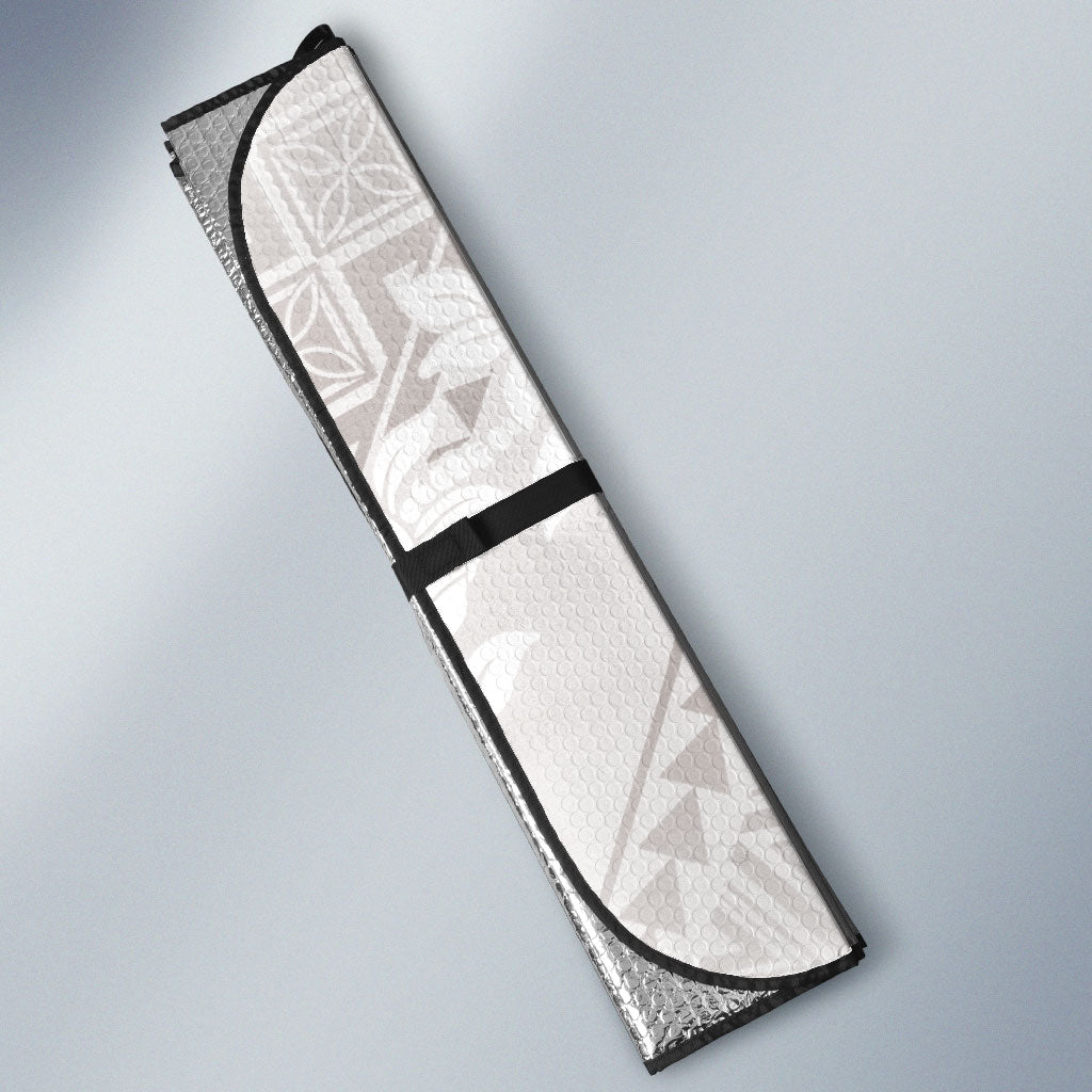 Hawaii Ka Pule a ka Haku Memorial Auto Sun Shade Flower Lei Cross - Ivory White LT7 - Polynesian Pride