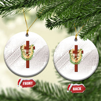 Hawaii Ka Pule a ka Haku Memorial Ceramic Ornament Flower Lei Cross - Ivory White LT7 Circle Ivory - Polynesian Pride