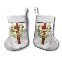 Hawaii Ka Pule a ka Haku Memorial Christmas Stocking Flower Lei Cross - Ivory White LT7 - Polynesian Pride