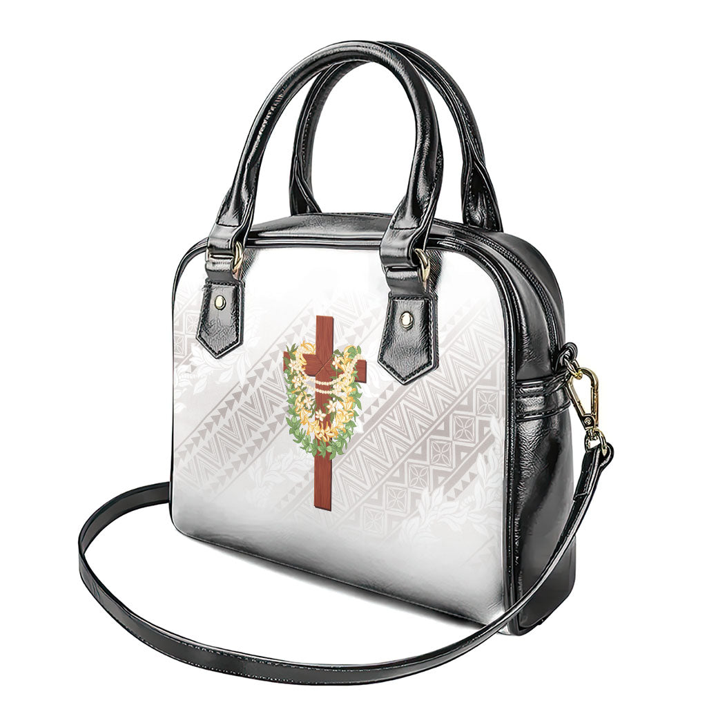 Hawaii Ka Pule a ka Haku Memorial Shoulder Handbag Flower Lei Cross - Ivory White LT7 - Polynesian Pride