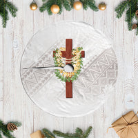 Hawaii Ka Pule a ka Haku Memorial Tree Skirt Flower Lei Cross - Ivory White LT7 Casual Ivory - Polynesian Pride