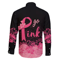 Polynesian Family Matching Off Shoulder Maxi Dress and Hawaiian Shirt Plumeria Breast Cancer Awareness Survivor Ribbon Pink LT7 - Polynesian Pride