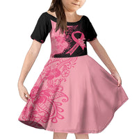 Polynesian Family Matching Tank Maxi Dress and Hawaiian Shirt Plumeria Breast Cancer Awareness Survivor Ribbon Pink LT7 Daughter's Dress Black Pink - Polynesian Pride